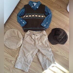 Janie and Jack outfit with two hats 12-18months